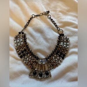 Anthropologie Pam Hiram black and gold beaded necklace. EUC.